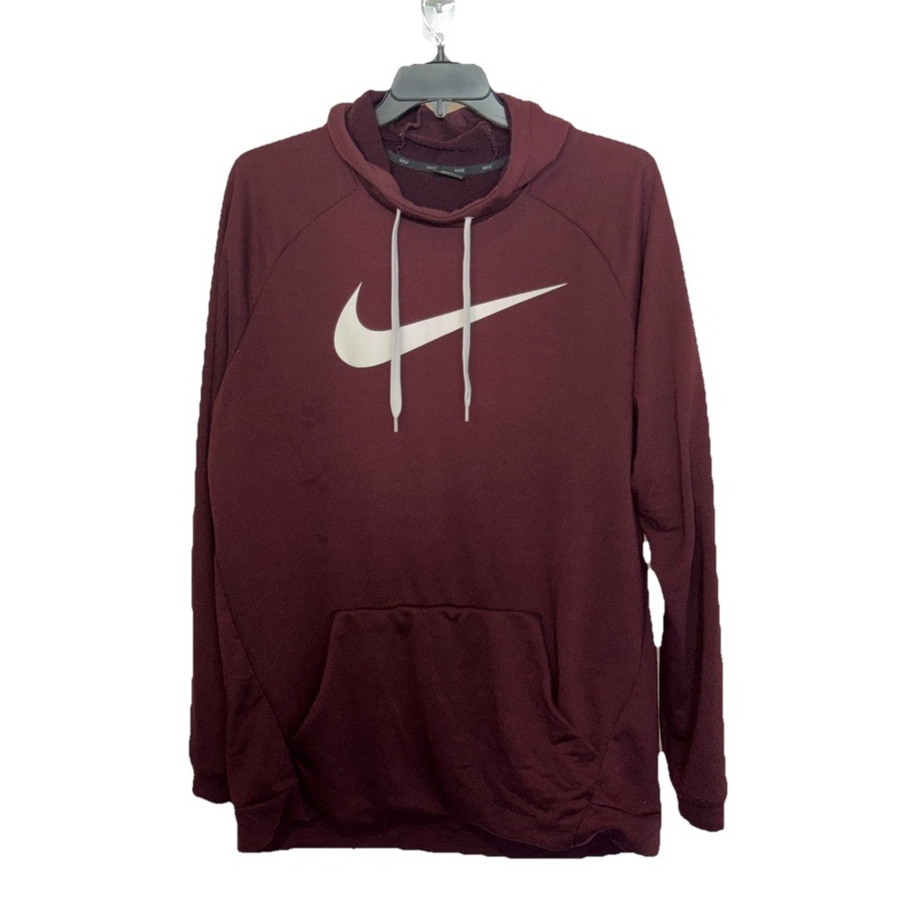 Vintage Nike Training Day Hoodie Mens XLT, Maroon Center Logo Swoosh Black Tag